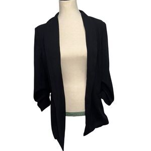 Boom Boom Jeans Black Lightweight Blazer 3/4 Quarter Sleeve Open Cardigan size M